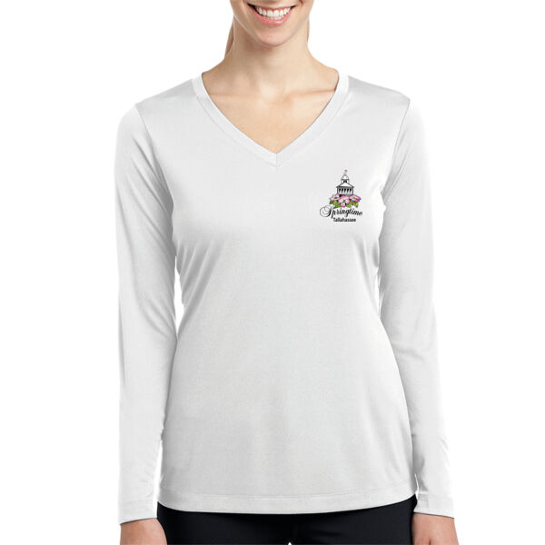 Ladies Poly Long Sleeve V-Neck Thumbnail